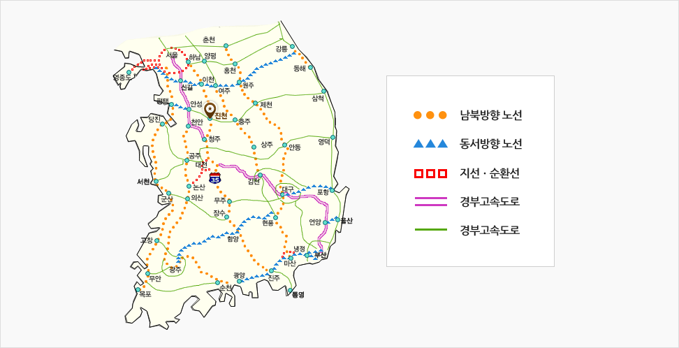 진천군 오시는길을 나타낸 이미지 지도입니다. 자세한 설명은 아래 내용을 참고하세요.