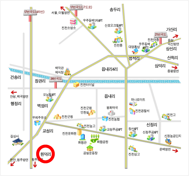 원덕리 원동 찾아오시는길
