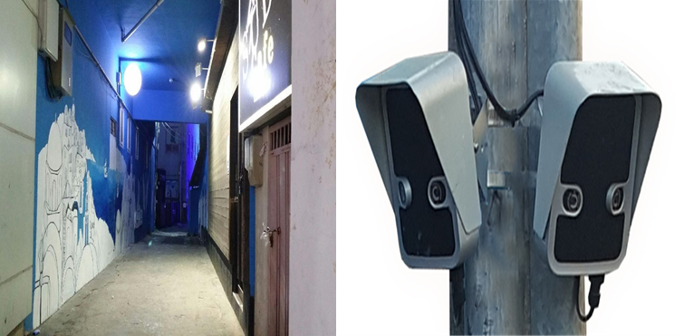 셉테드(조명, 벽화) 조성 (좌) / 인공지능 CCTV(우)